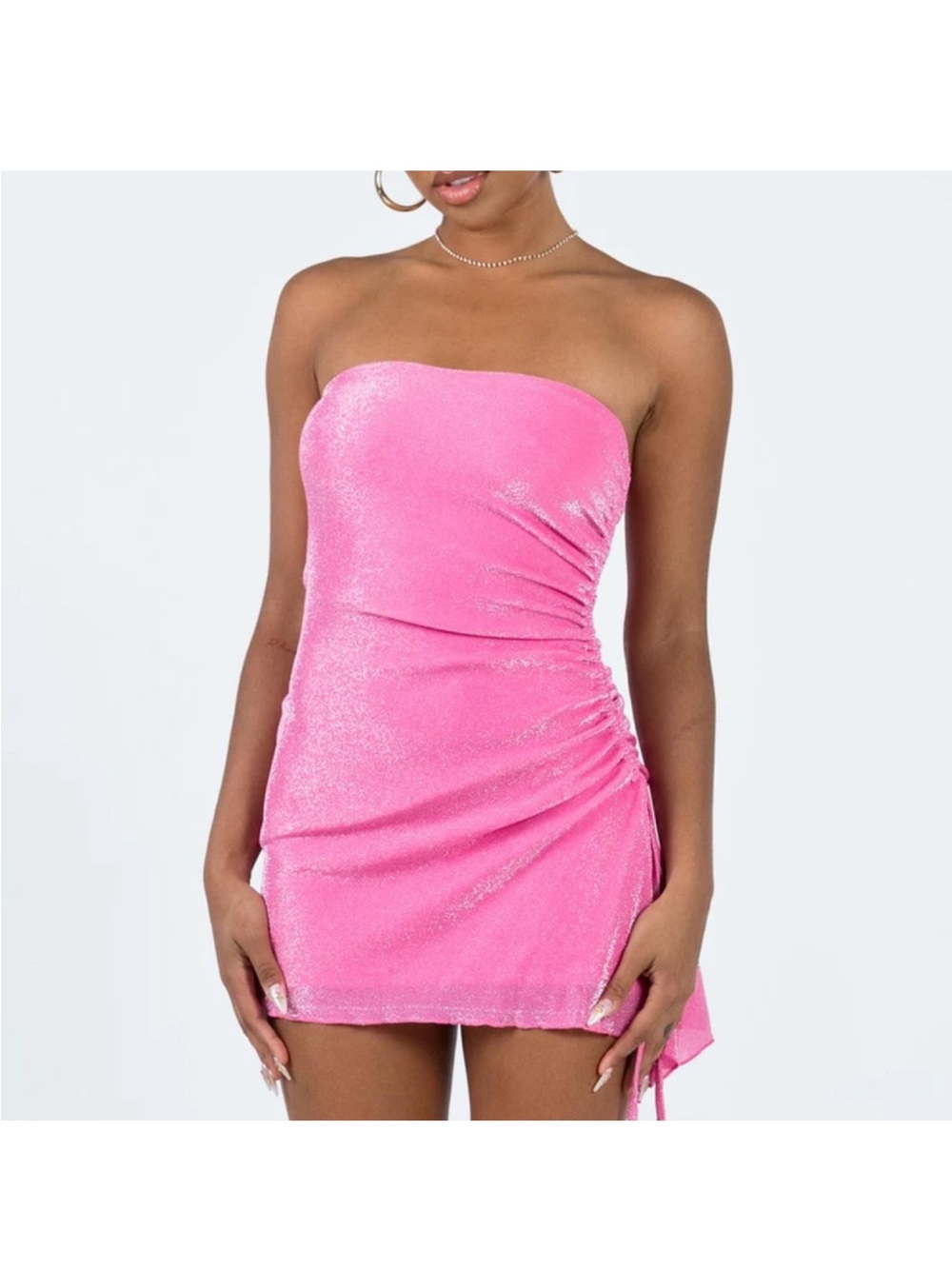 Princess Polly Hot Pink Strapless Ruched Mini Dress